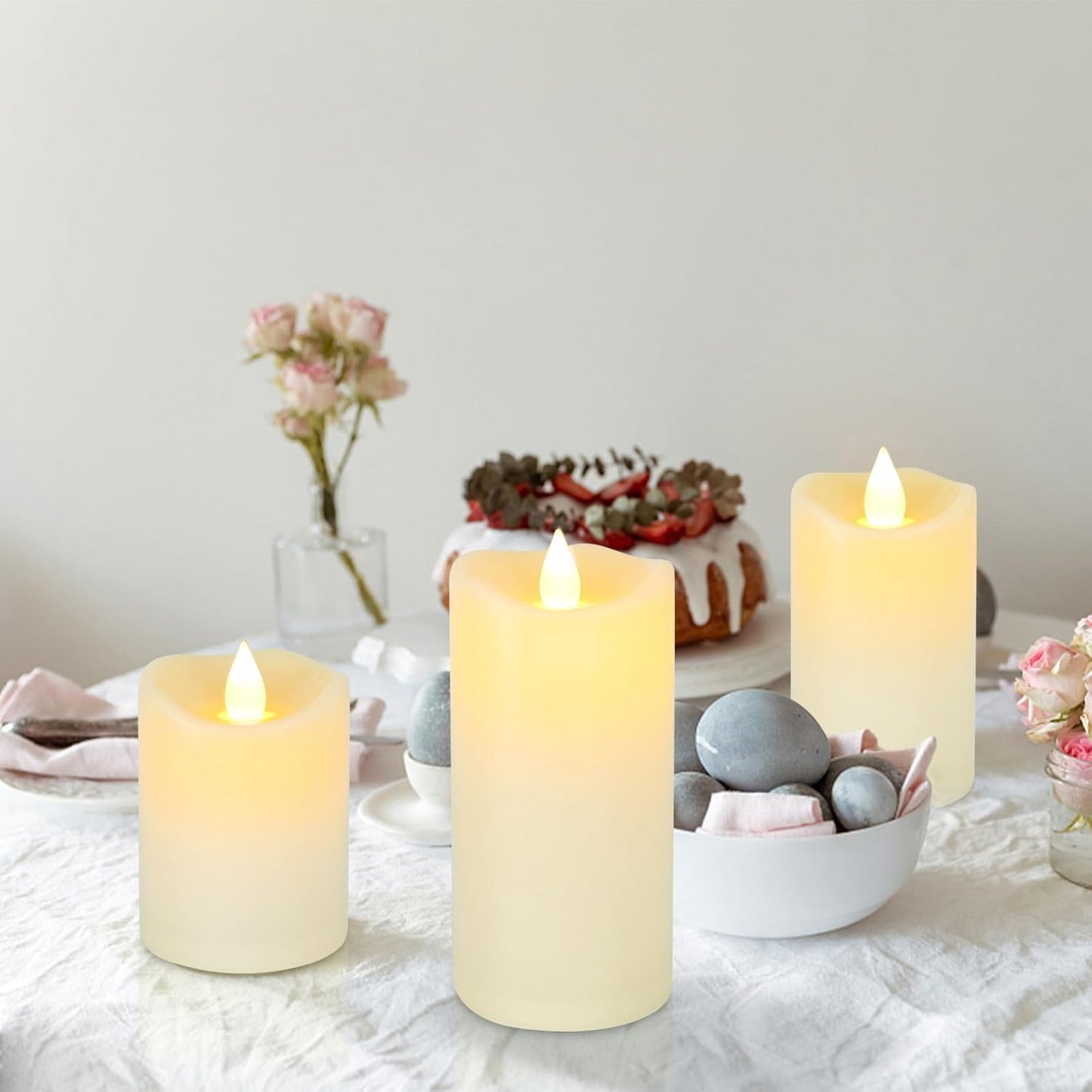Aignis Indoor Flameless LED Candles Battery Operated with Remote Timer and Wax-Like Shell for Home/Wedding/Holiday Decor, Set of 3(D 2.95" x H 4"/5"/6")
