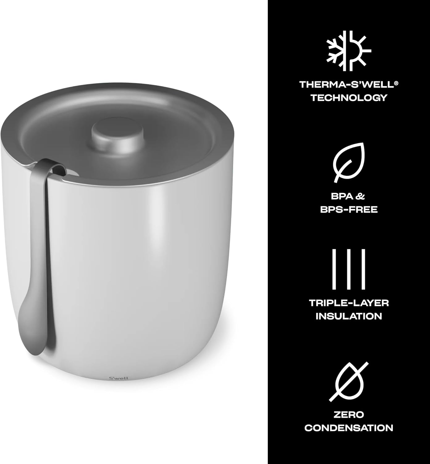 S'well Ice Bucket with Tongs, 68oz, Angel Food