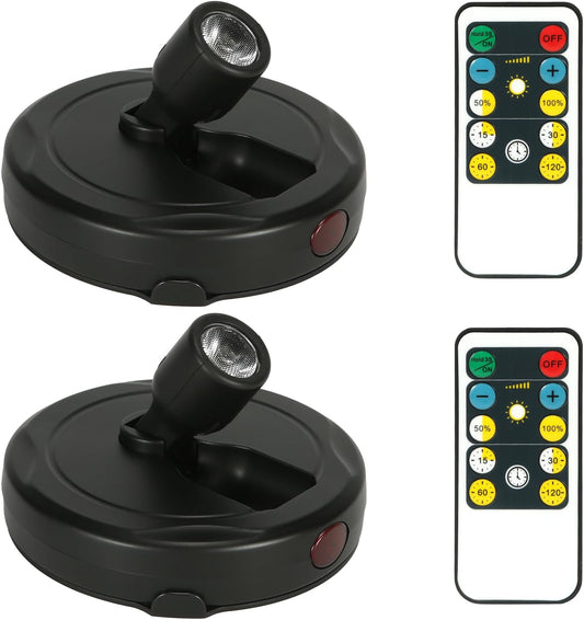 Cordless Spotlight Battery Operated, Indoor Plant Light, LED Display Puck Lights, Dimmable Accent Lighting with Remote, Uplight for Picture Tree Painting Gallery Dartboard Art Photo