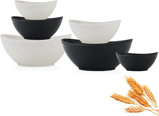 Salad Bowls Set of 6 with 3 Size,Unbreakable Wheat Straw Bowls for Kitchen,Fridge,Dishwasher and Microwave Safe Bowl for Salad,Cereal,Snack,Dessert. Classic Series