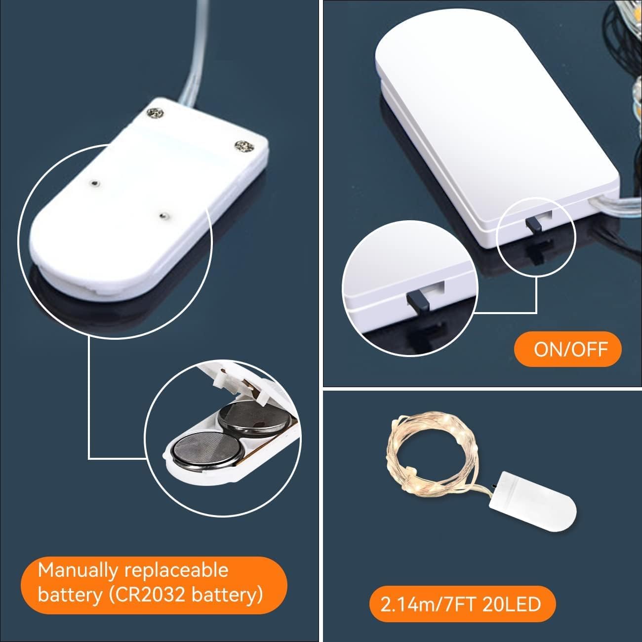 6 Pack Fairy Lights Battery Operated - 7ft 20 LED Twinkle Lights Copper Wire Mini String Lights Firefly Lights for Mason Jars DIY Crafts Christmas Wedding Party Centerpiece Table Decor, Cool White