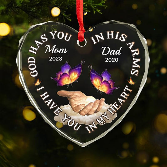 Pawfect House Custom Heart Glass Ornament, Personalized Christmas Memorial Sympathy Gifts for Family Members, I Have You in My Heart, Sympathy Ornaments Gifts for Loss of Loved One, Christmas Decor