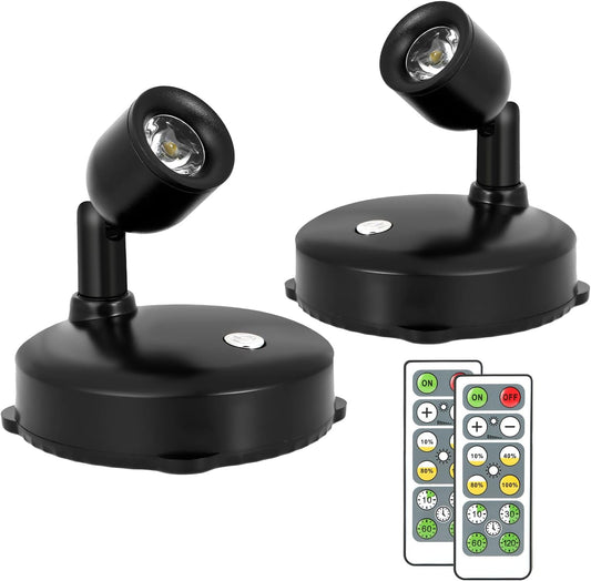 Cordless Spotlight Battery Operated, LED Plant Light, Dimmable Accent Light with Remote, Indoor Display Up Lighting for Picture Photo Tree Dartboard Wall Decor Painting Artwork Portrait