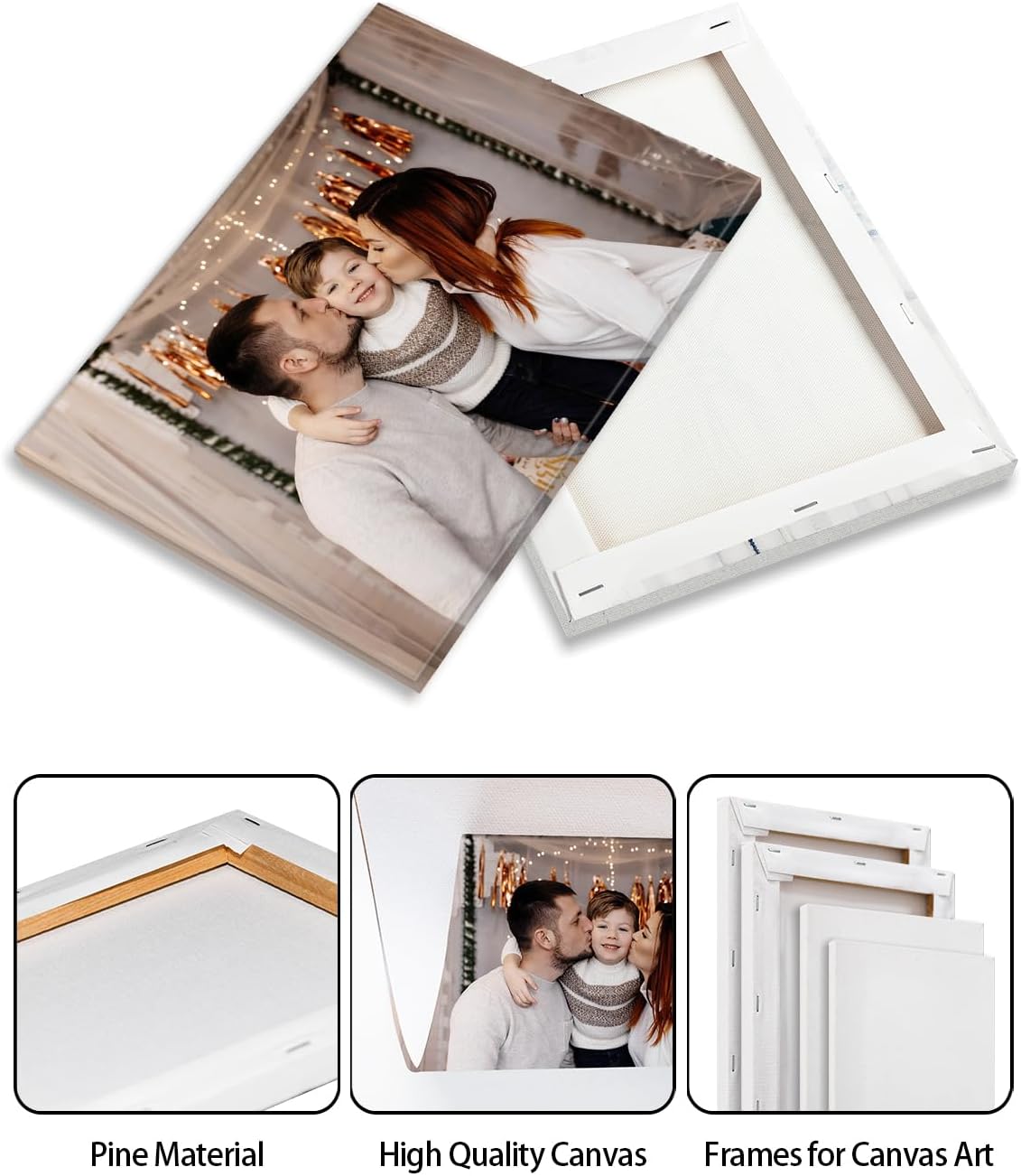 AbcCustomize Canvas Prints with Your Photos, Personalized Photo To Canvas Print for Bedroom, Living Room, Farmhouse Office Decor,Custom Canvas Wall Art for Gifts & Keepsakes, Ready to Hang