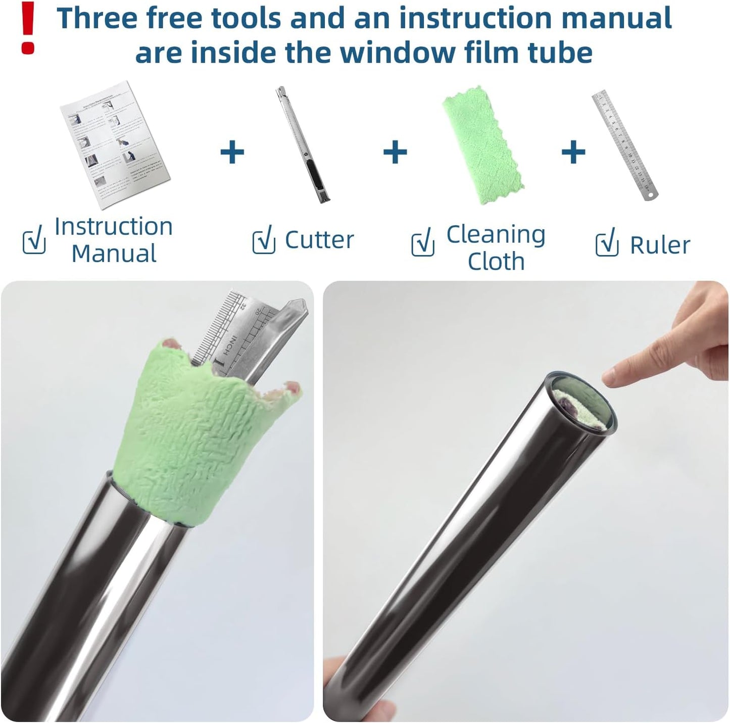 DUOFIRE One Way Window Film Privacy See Out Not in Heat Blocker Tint Reflective Mirror Tinting Film for Home Static Cling Anti-UV Sun Blocking Window Covering（Dark Silver, 23.6x78.7in）