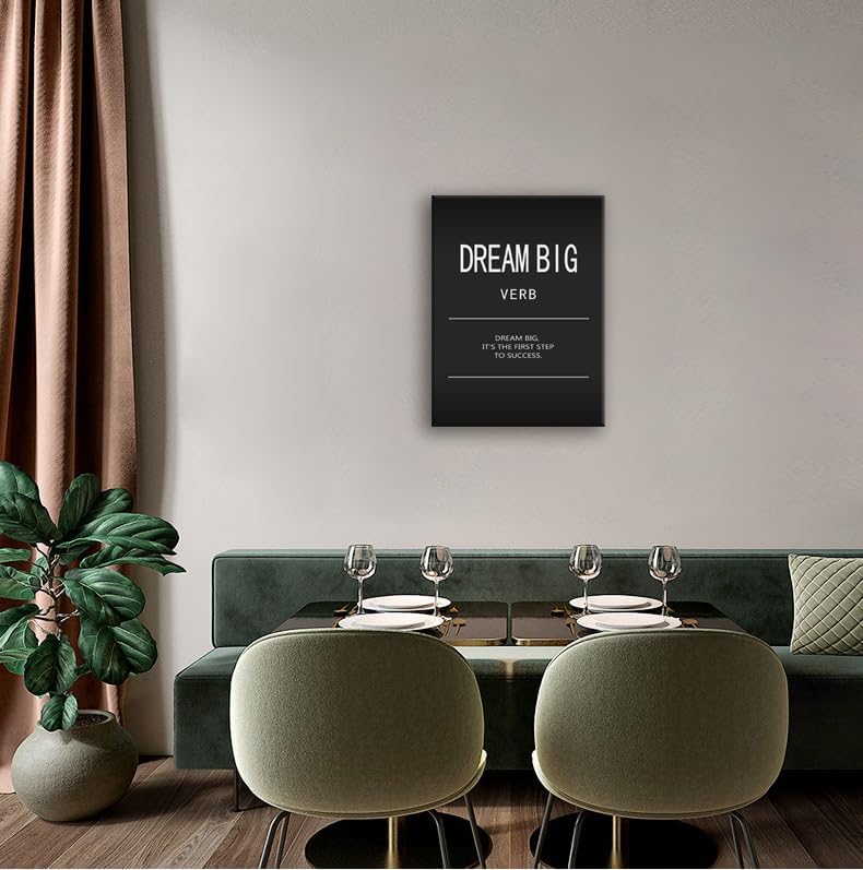 Inspirational Canvas Wall Art Dream Big Verb Motivational Posters Painting Quotes Office Wall Decor Positive Affirmations Pictures Wall Decor Classroom Living Room Decor Framed Artwork[18" W x 24" H]