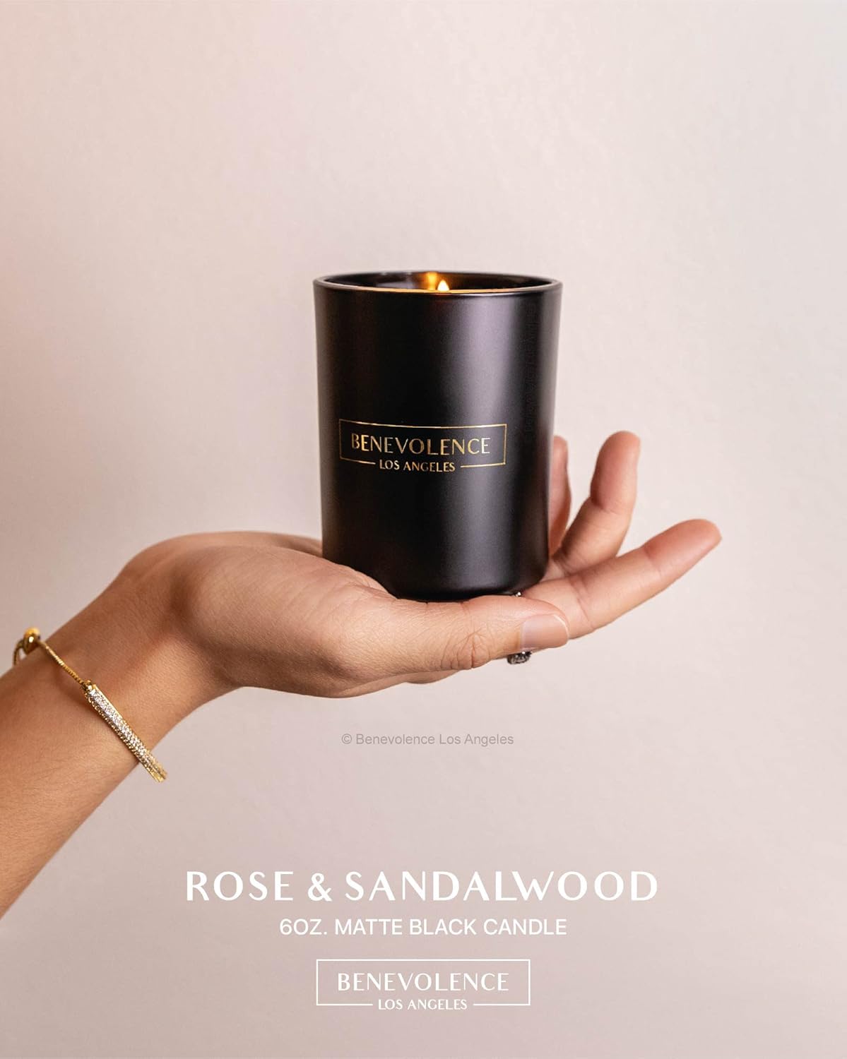 Benevolence LA Clearance Candles Rose & Sandalwood Scented Candle | Soy Candles, Black Candle for Home | Gifts for Women and Men | Home Fragrance | Aromatherapy | 6oz