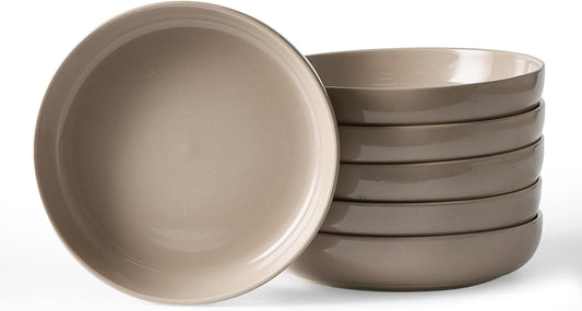 famiware Milkyway 33 oz Bowl Set, Pasta Bowls Set of 6, Salad Bowls Perfect for Your Friend for Housewarming, Thanksgiving, Christmas, Cinnamon Brown