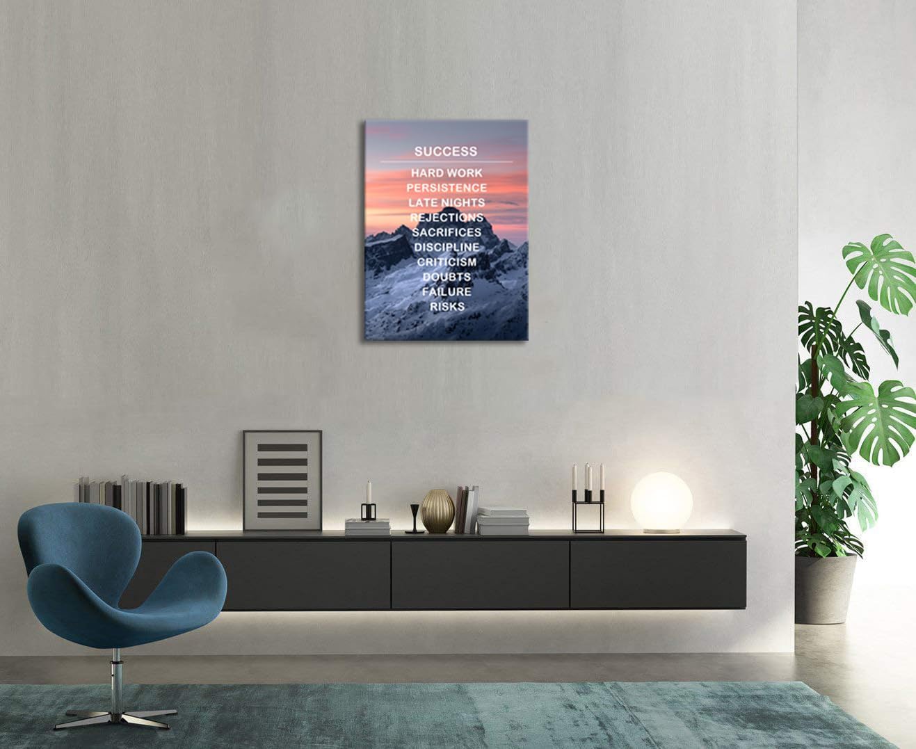 Motivational Office Wall Decor Inspirational Wall Art Success Inspiring Entrepreneur Quotes Snow Mountain Canvas Poster Print Artwork Modern Home Living Room Bedroom Decor Framed [30''Wx 40''H]