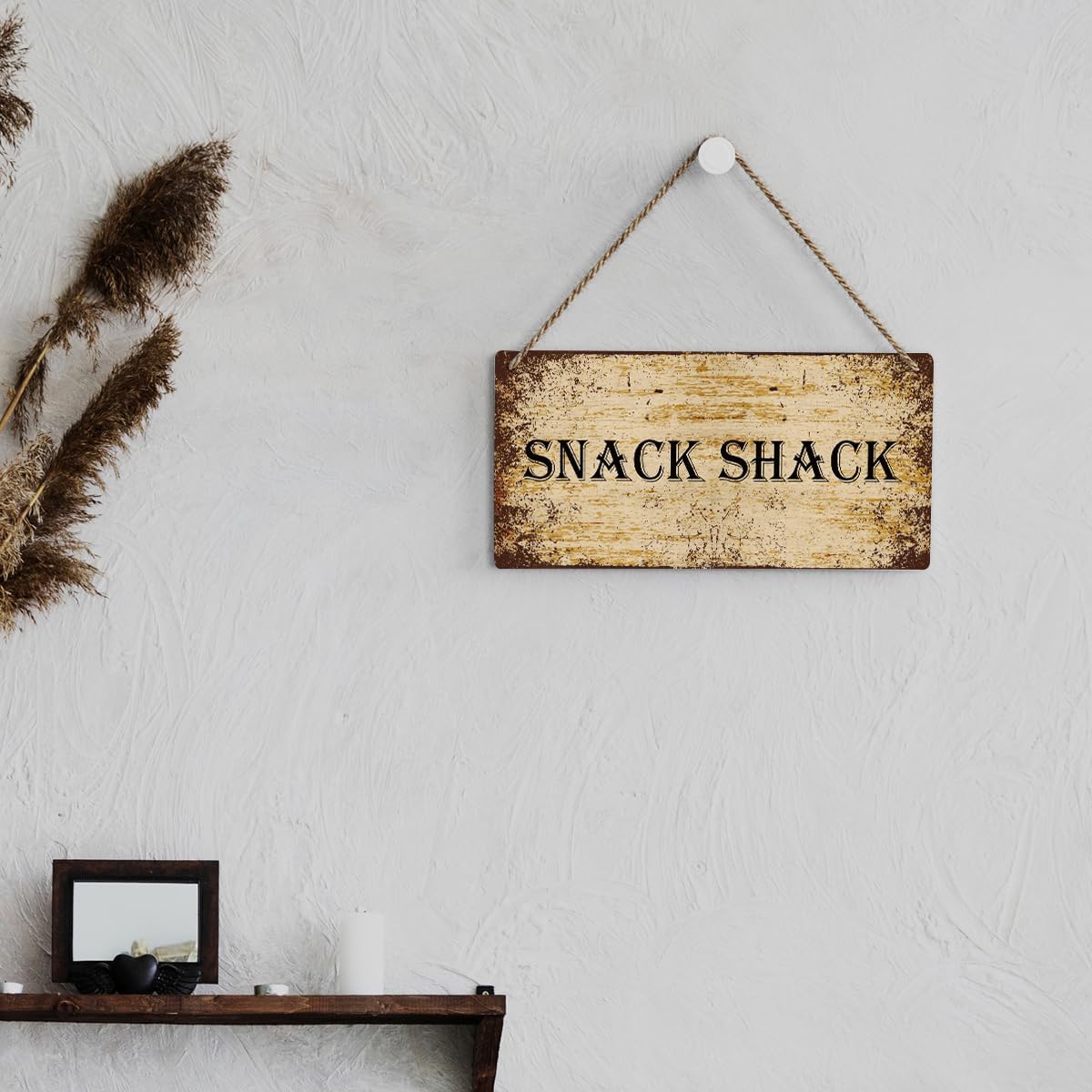SENJIAN Rustic Snack Shack Wood Decor Sign, Retro Snack Shack Printed Wood Sign Wall Art, Hanging Door Sign, Decorative Wood Sign Home Decor 12" x 6"