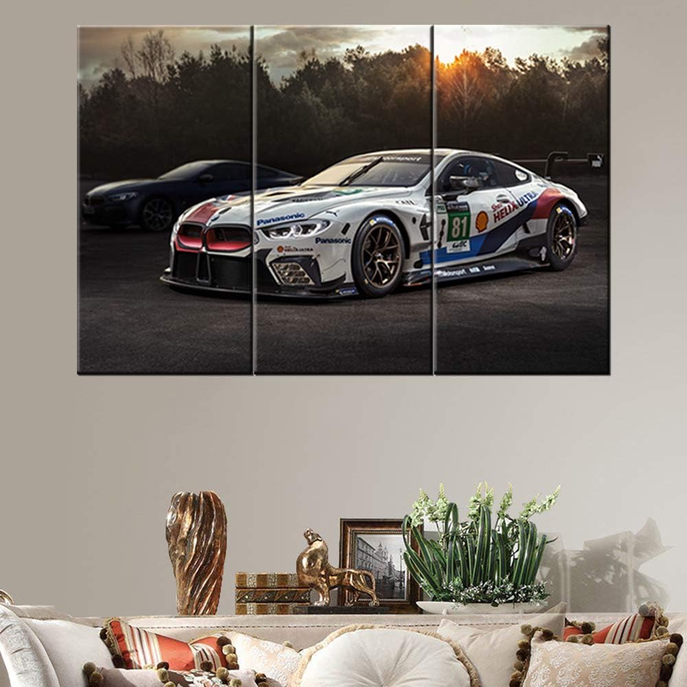 Art Work for Home Walls Sports Car Painting Pictures Canvas Artwork Home Decorations for Living Room Bedroom Giclee Wooden Frame Stretched Ready to Hang Posters and Prints - 12 x 24 inch x 3 Panels