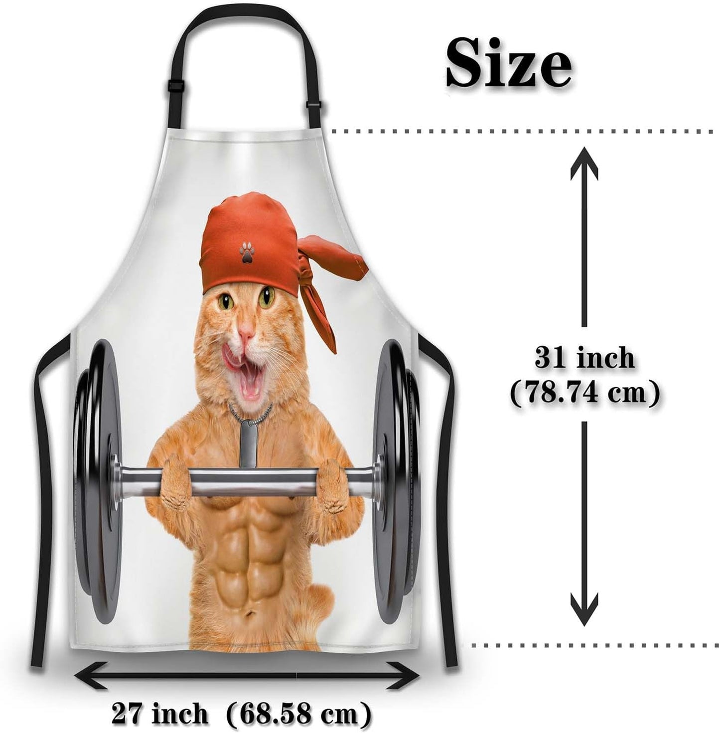 Apron Kitchen for Women Fitness Cat Mans Aprons for Cooking Funny for Kitchen Cooking Restaurant BBQ Painting Crafting Gardening 27” (W) x 31” (H), Waterproof Apron