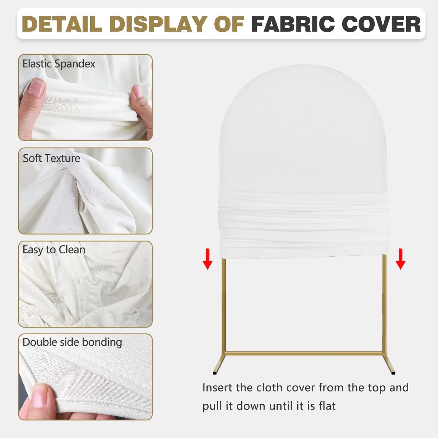 Arch Backdrop Stand and Cover Set, Metal Balloon Arch Backdrop 7.2ft, Gold Arched Stand Frame for Wedding, Parties,Birthday, Backdrop Decorations (White,7.2ft)