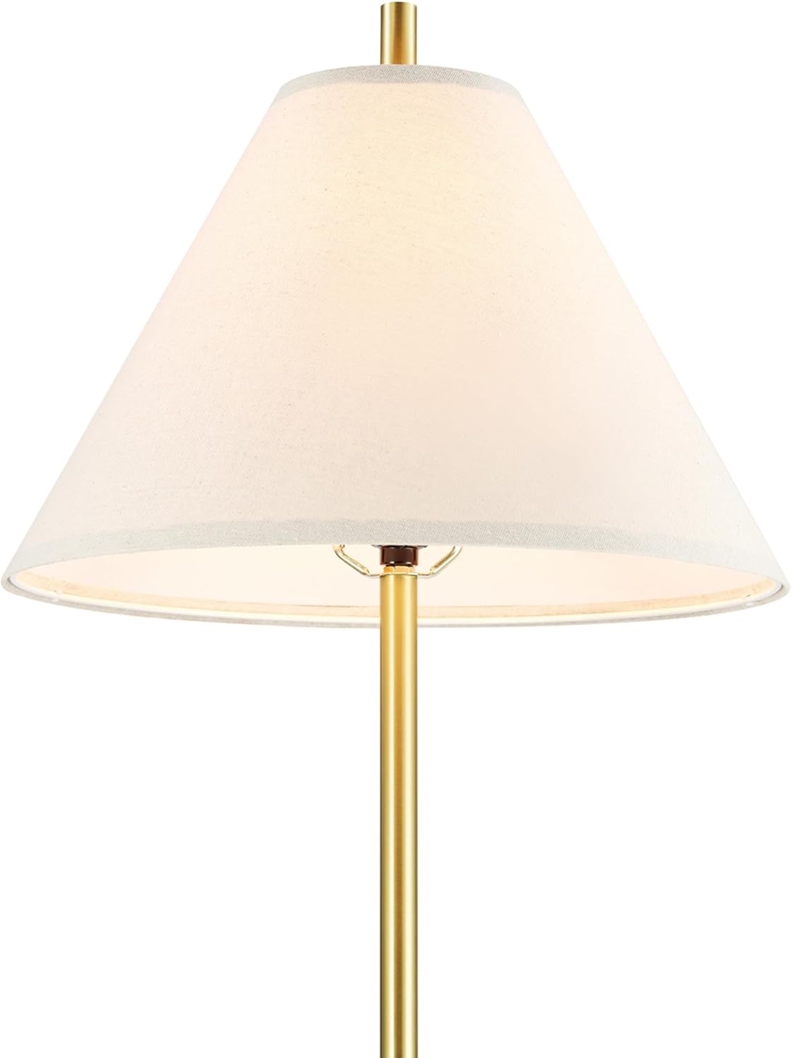 GLOBE Electric 61000060 60" Floor Lamp, Matte Brass Finish, Beige Linen Shade, Heavy Weighted Base, Rotary Switch on Shade, Modern Standing Light for Living Room, Home Office Accessories
