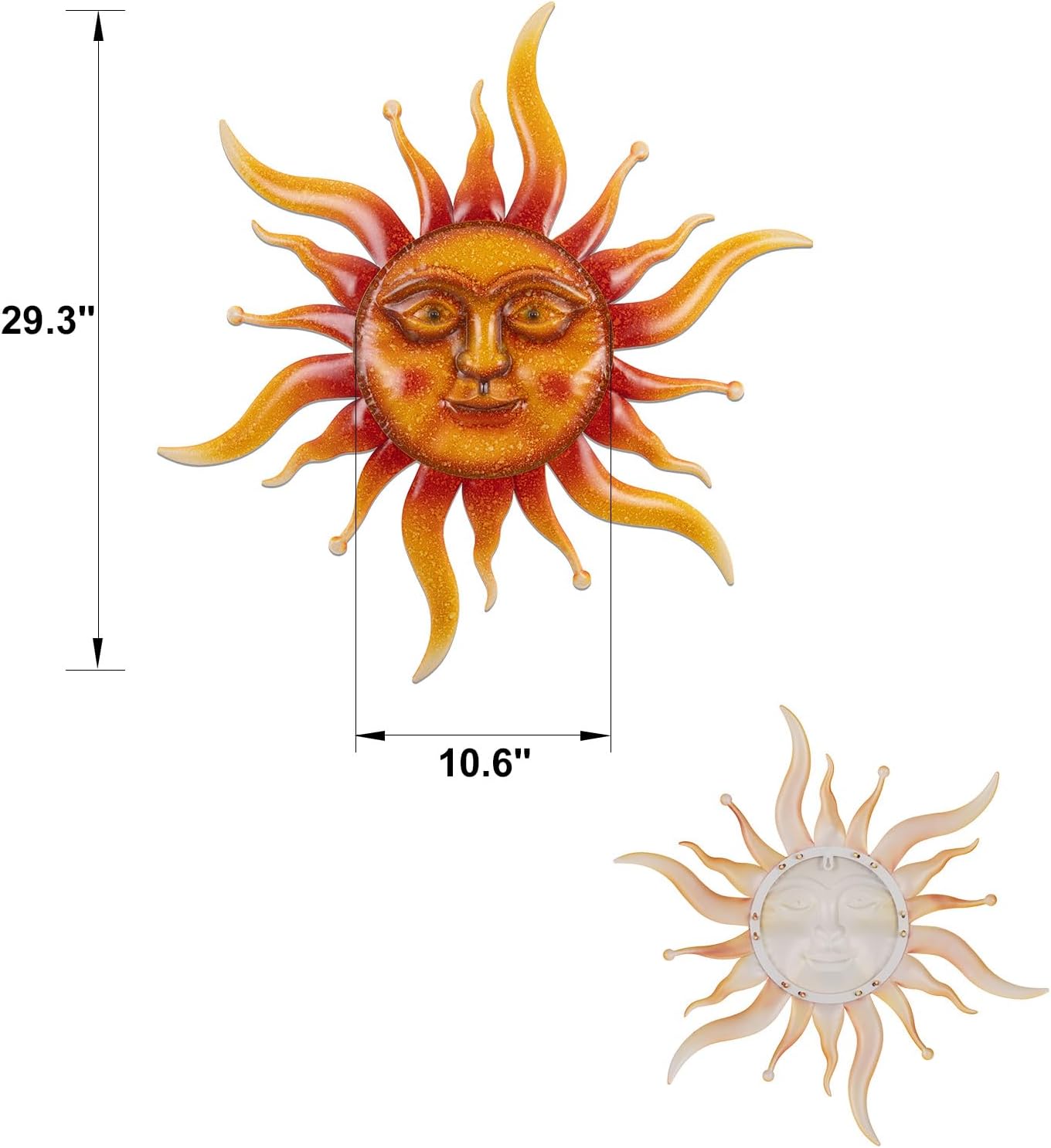 VZVXCC Sun Metal Wall Art Outdoor Decor-Rustic Retro 3D Sun Face Metal Wall Sculpture Large Outdoor Wall Art Hanging Decoration Garden, Patio, Farmhouse Mothers Day Gifts