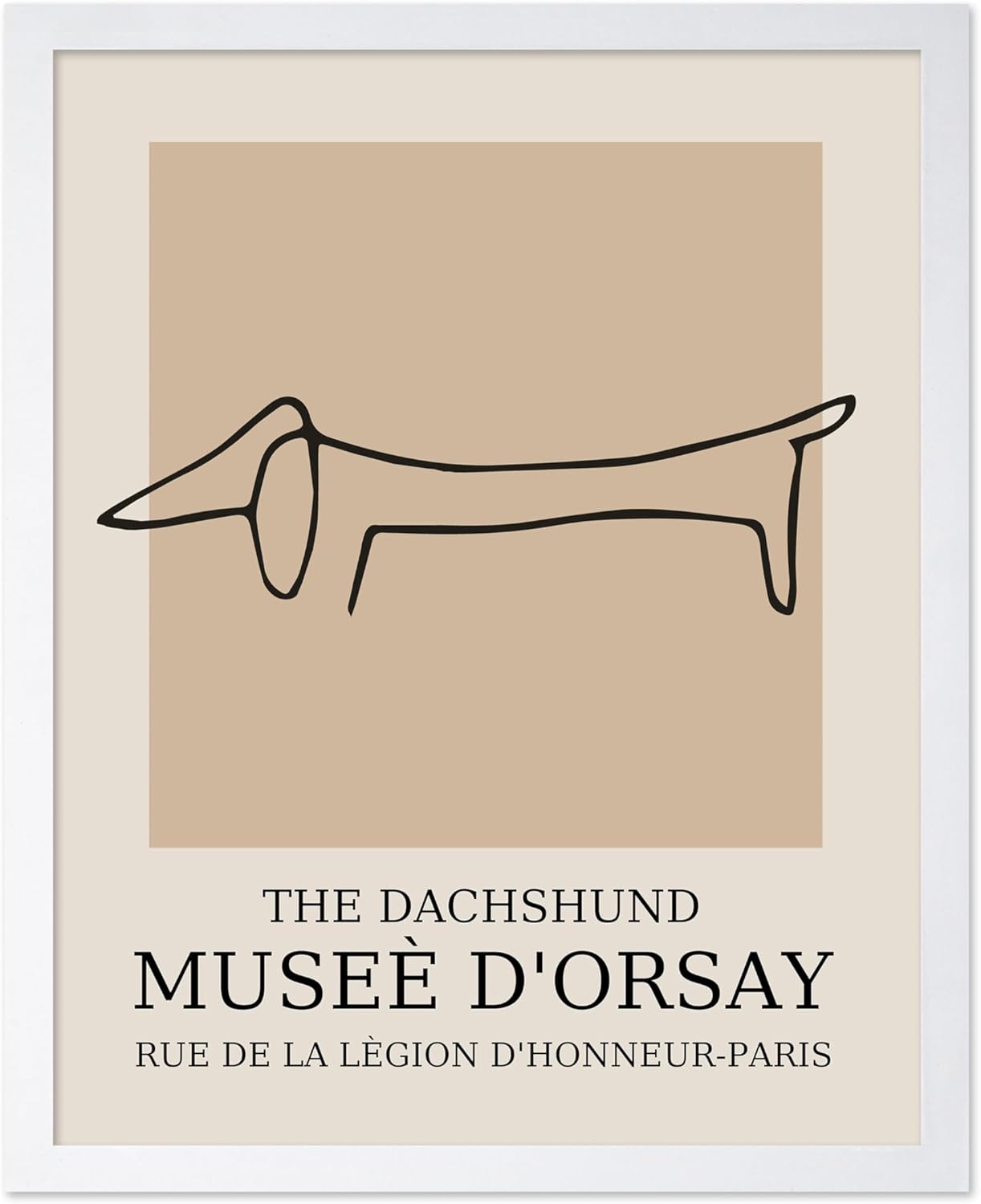 Poster Master Vintage Poster - Retro Minimalist Print - Gift for Artist, Housewarming - Dachshund Dog, Line Drawing, Abstract - Wall Decor for Living Room, Bedroom, 16x20 White Framed