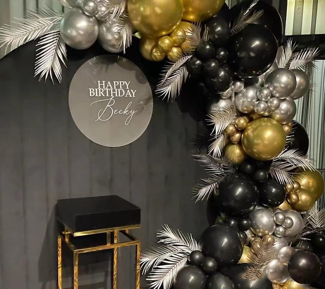 116pcs Black Gold Silver Chrome Balloon Garland Arch Kit for Gatsby Roaring 20s Birthday, New Year, Bachelorette, Graduation, Retirement Party Decorations