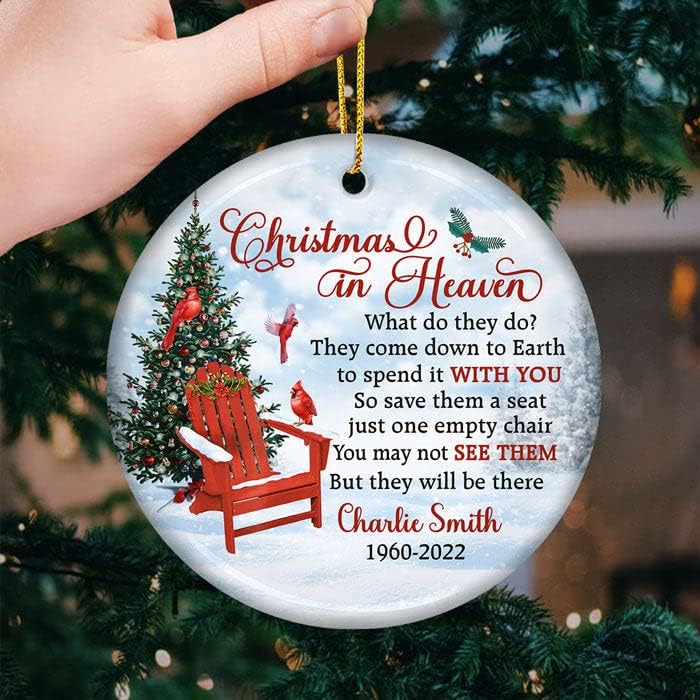 Pawfect House They Come Down to Earth to Spend Christmas with You, Personalized Christmas Memorial Sympathy Ornaments Gifts for Loss of Dad, Mom, Bereavement Gifts or Loss of Mother, Miscarriage Gift