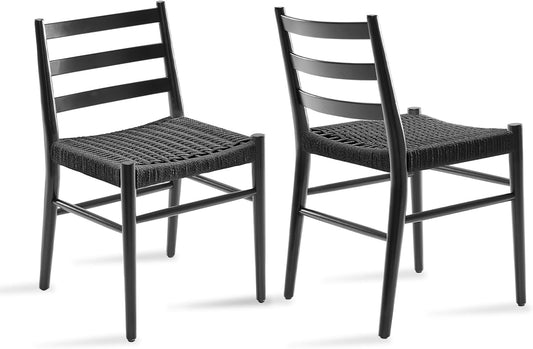 STARY Wood Rattan Dining Room Chairs with Comfortable Woven Seat,Fully-Assembled