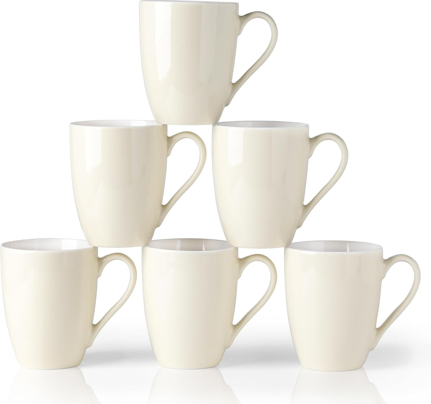 GBHOME 16oz Coffee Mugs Set of 6, Large Ceramic Coffee Mugs for Man, Woman, Dad, Mom, Modern Coffee Mugs Set with handle for Tea/Latte/Cappuccino/Milk/Cocoa. Dishwasher&Microwave Safe,Beige