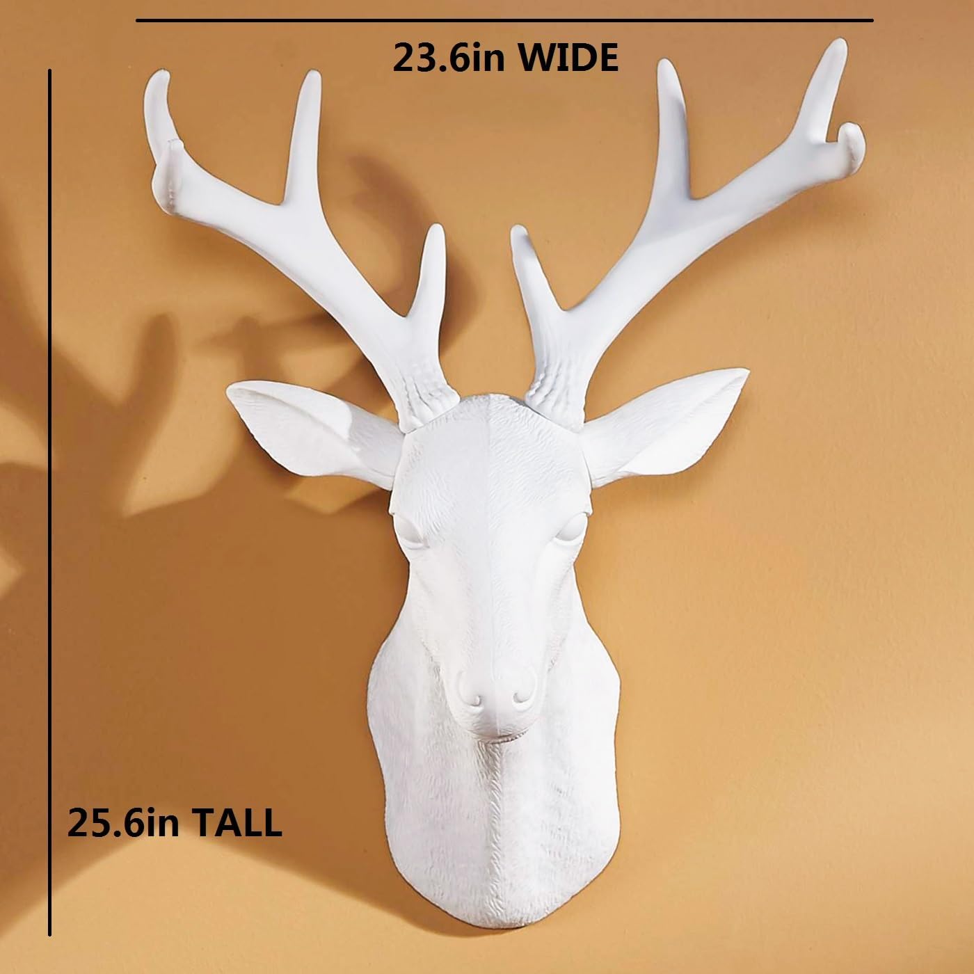 Notakia Wall Charmers Large White Faux Deer Head Faux Taxidermy Animal Head Wall Decor - Handmade Farmhouse Decor - Rustic Wall Decor Deer Antlers (Large White)