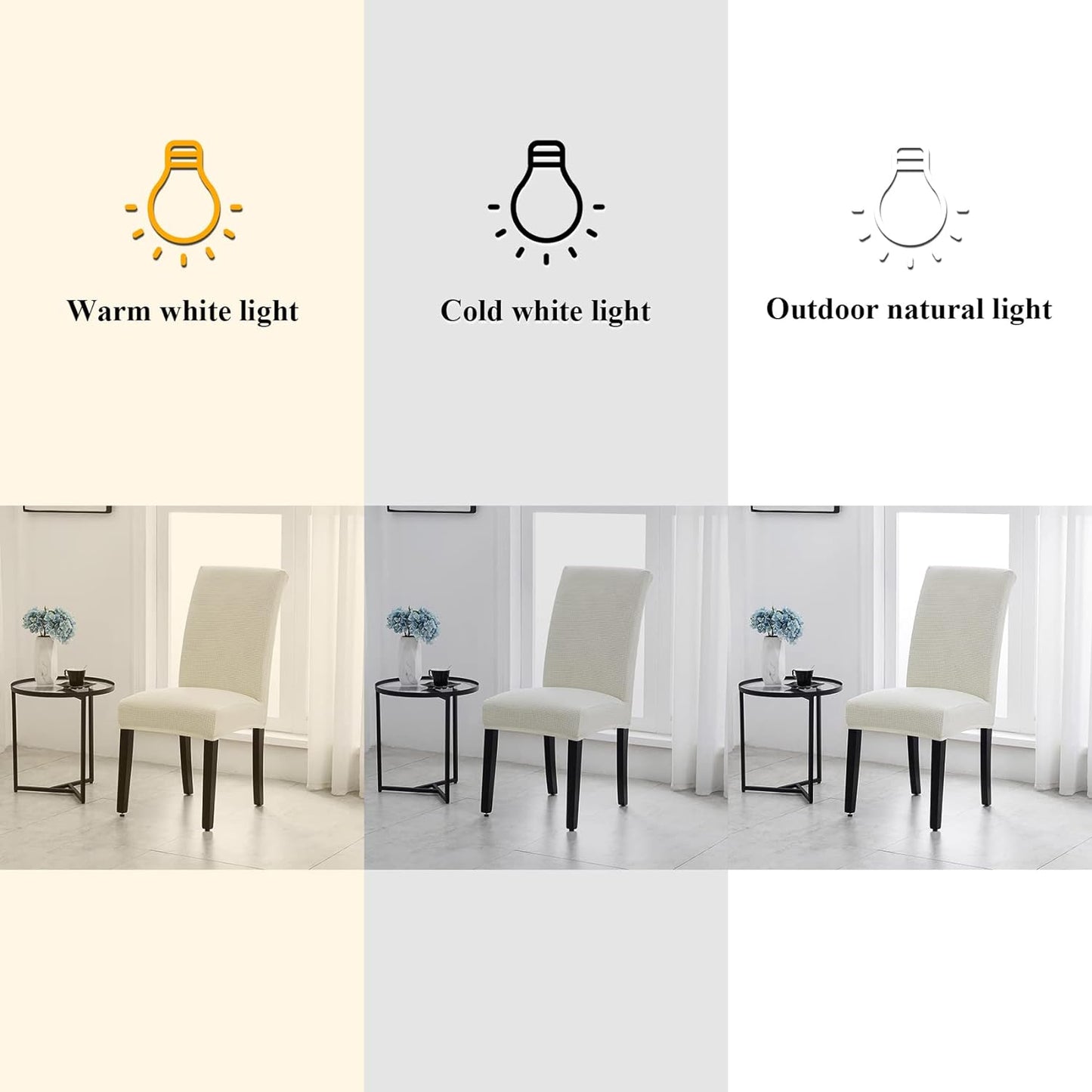 Joccun Chair Covers for Dining Room Set of 4, Dining Chair Slipcovers Stretch Dining Room Chair Covers Seat Protector,Washable Parsons Chair Cover for Home,Hotel,Banquet(Ivory,4 Pack)