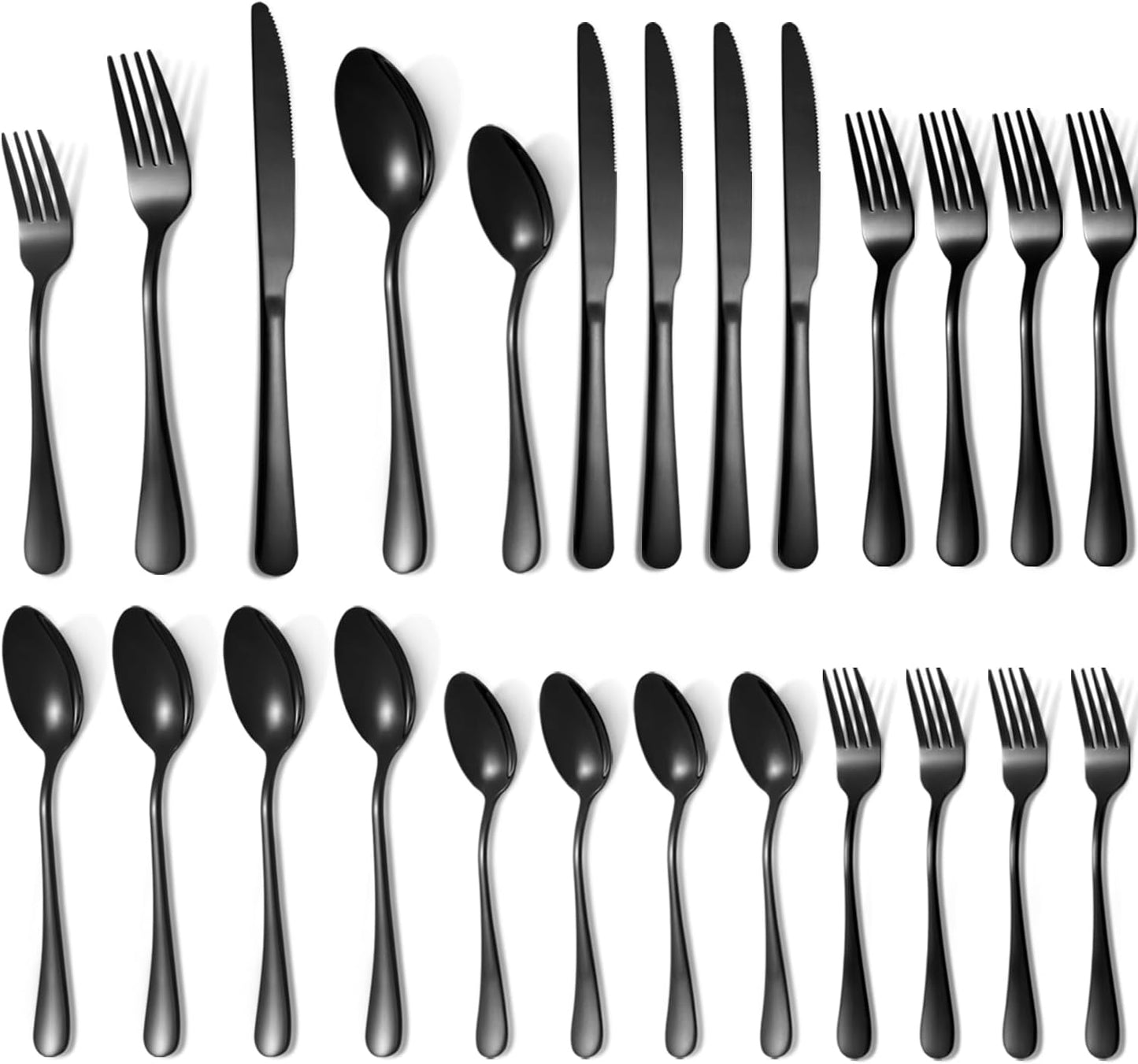 Lazycorner 20 Pcs Black Silverware Set for 4, Mirror Polished Flatware Set Stainless Steel Fork Knife Spoon, Food Grade Eating Utensils Sets, Reusable Silverwear Cutlery Set, Dishwasher Safe