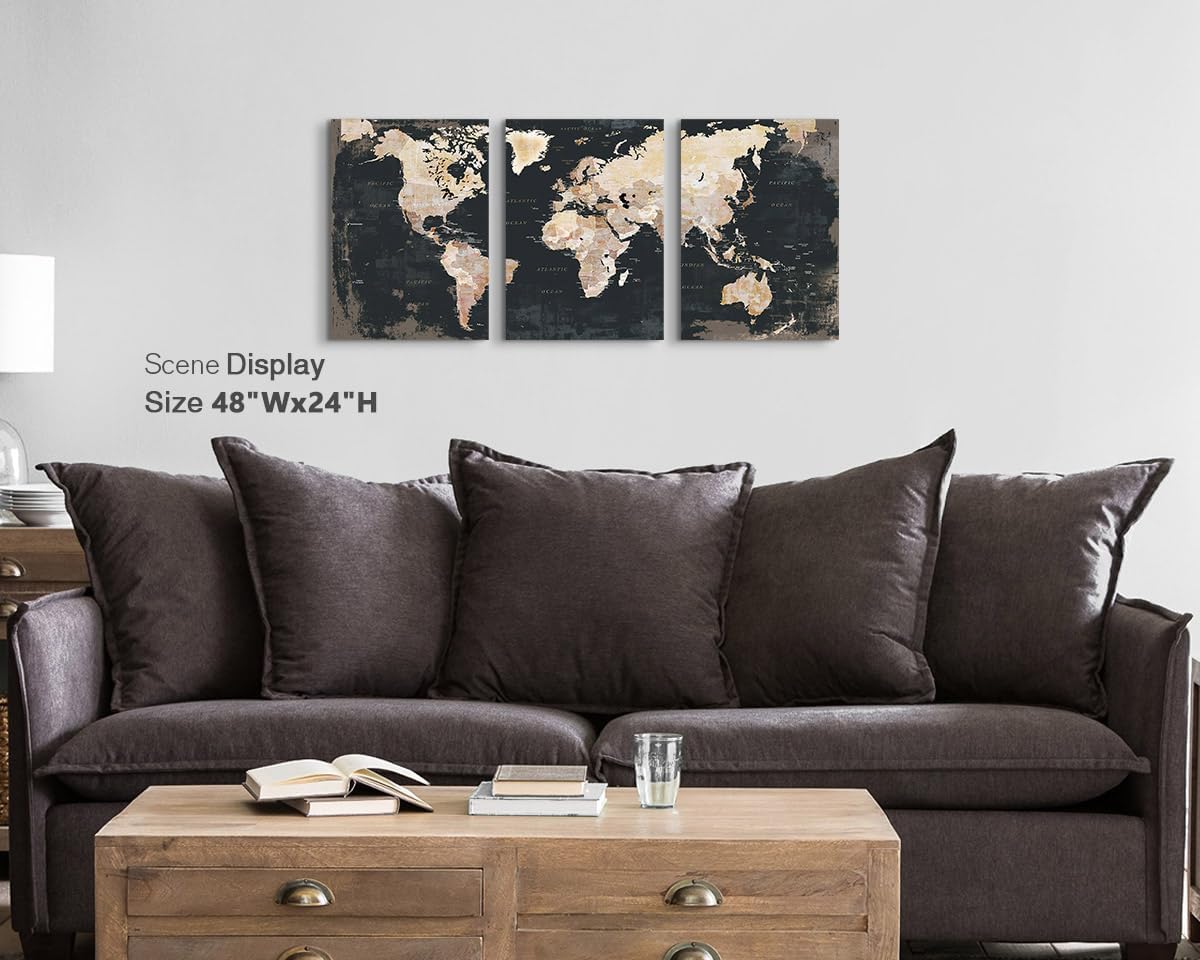 Black and White Wall Art Framed Office Vintage Wall Decor for Bedroom Home Decorations for Living Room Large Modern Maps Pictures Abstract Art Prints