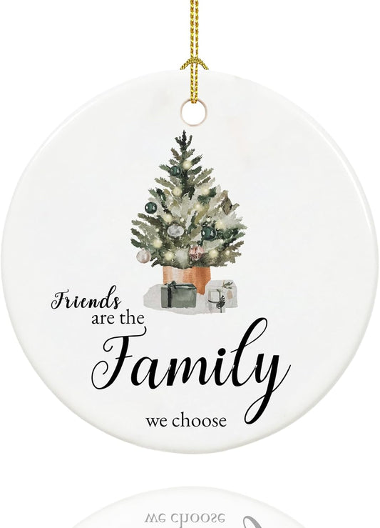 Friend Ornament 2025, Friendship Christmas Ornaments for Friends, Ceramic Keepsake Friends Christmas Ornaments with Ribbon and Box