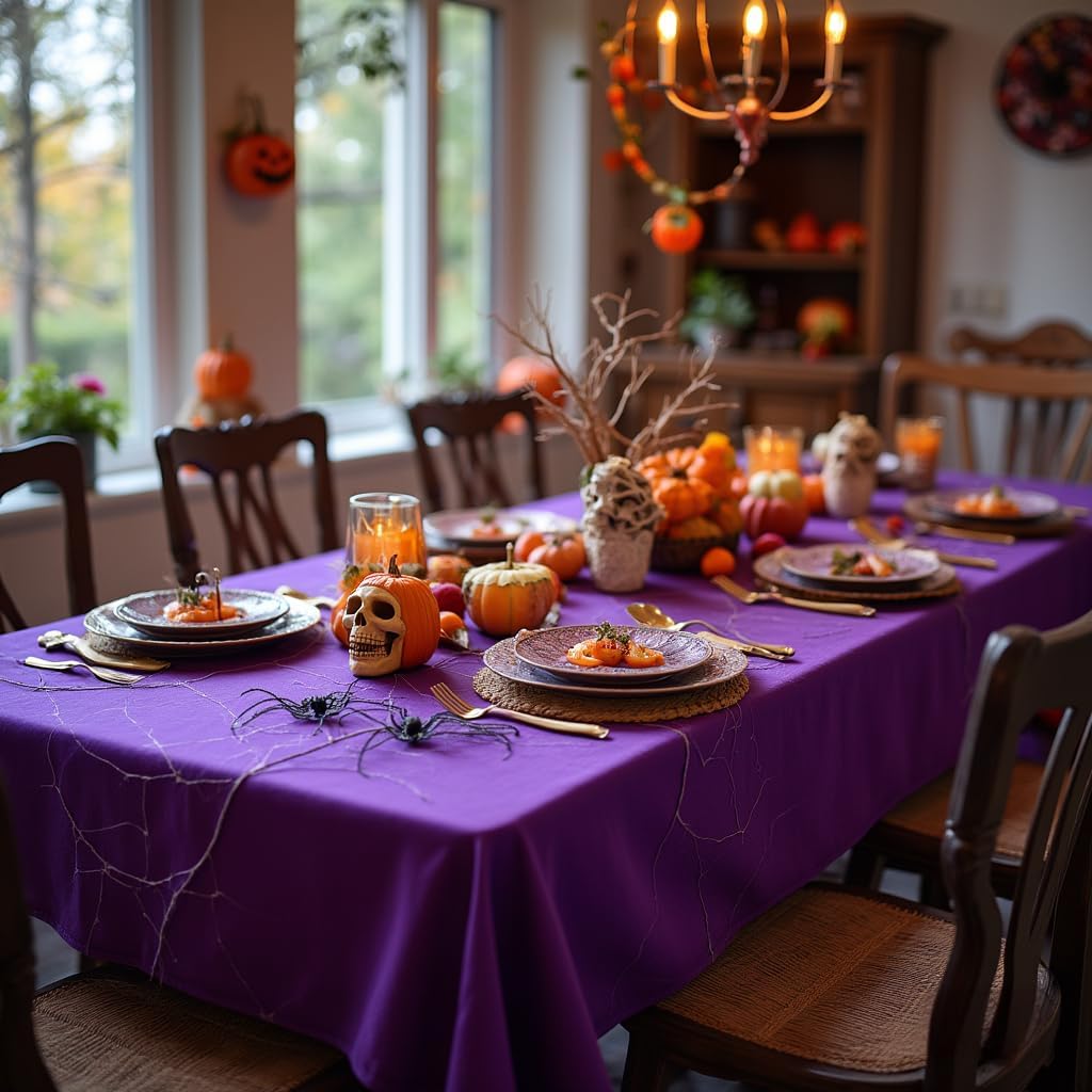 sancua Rectangle Tablecloth - 60 x 84 Inch - Stain and Wrinkle Resistant Washable Polyester Table Cloth, Decorative Fabric Table Cover for Dining Tables, Buffet Parties and Camping, Purple