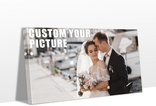 Personalized Custom Canvas Prints with Your Photos & Text, Customized Picture Print, Transform Own Images Into Framed Wall Art Digitally Printed Photo to Canvas, Keepsakes Gifts for Family 36x20’’