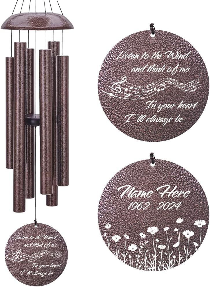 Personalized Sympathy Wind Chime, Memorial Wind Chimes for Loss of Loved One, Bereavement in Memory Wind Chimes, Sympathy Gifts in Memory of Father, Mother or a Loved One