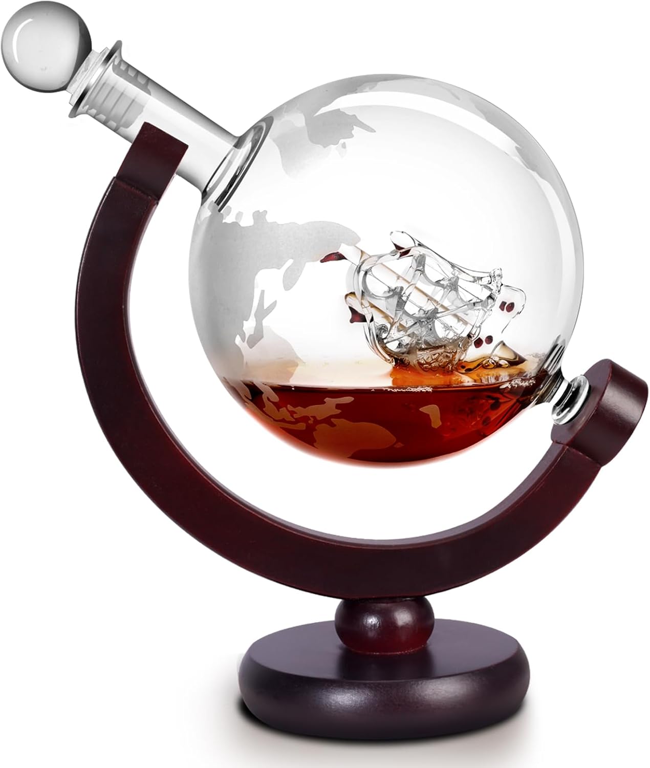 Whiskey Decanter for Men, Whiskey Globe Decanter for Liquor, Bourbon, Vodka, Cocktails, Scotch liquor decanter for Men Father's Day Anniversary Unique Gifts - 850ml