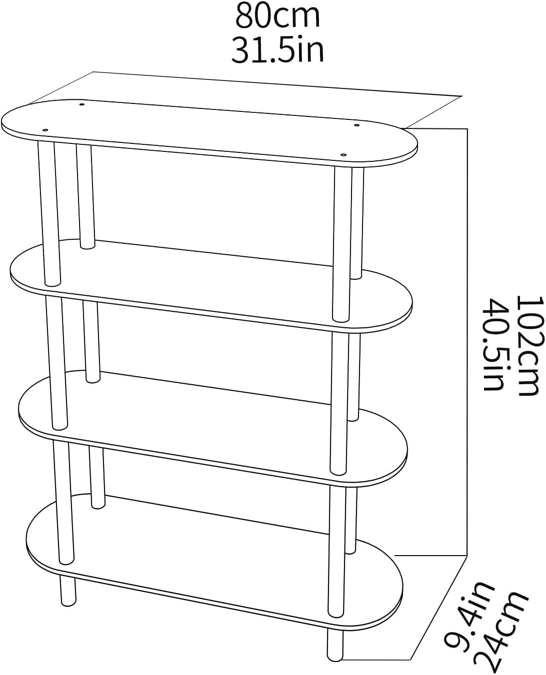 Clear Bookshelf, Acrylic Bookcase with Open Book Shelf Console Table for Entryway Office Living Room Bedroom (4 Tier Clear)