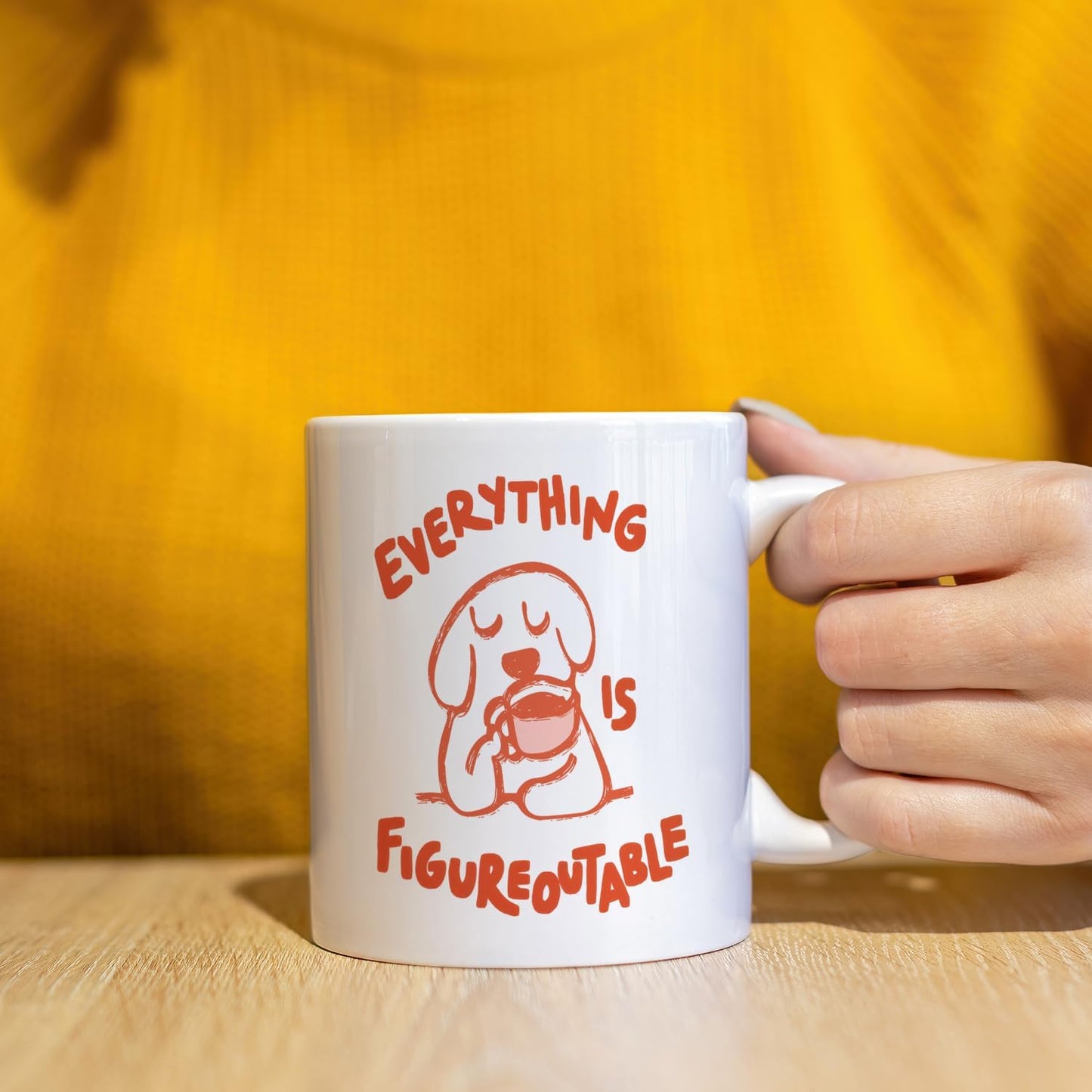 JINYO Funny Dog Coffee Mug, Dog Lovers Gifts for Women Men, Dog Gifts for Women,Dog Coffee Mug,Everything is Figureoutable Cup,Dog Mugs For Dog Lovers, Dog Cup, 11oz