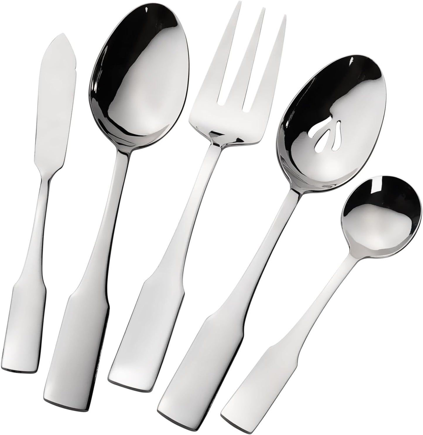 Alata Kate 65-Piece Silverware With Utensil-Serving Set, Service for 12, Stainless Steel Flatware, Mirror Polished Cutlery, Dishwasher Safe