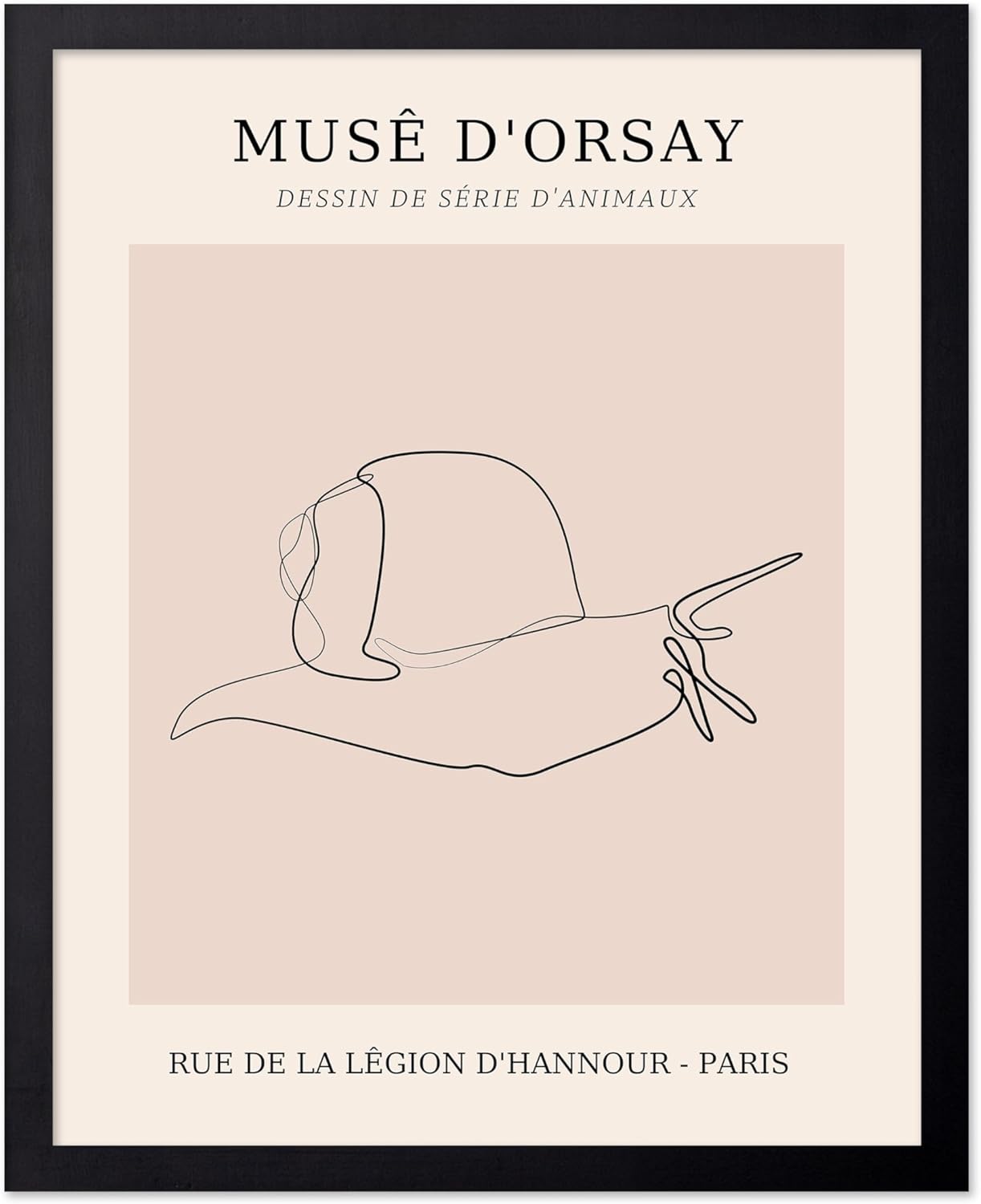 Poster Master Vintage Poster - Retro One Line Snail Drawing Print - Snail Line Art - Minimal Gift for Men, Women, Animal Lover - Abstract Wall Decor for Home, Office, 11x14 Black Framed