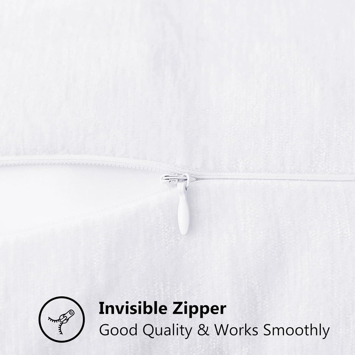 decorUhome Chenille Soft Throw Pillow Covers 24x24 Set of 2, Farmhouse Velvet Neutral Decorative Euro Pillow Covers with Stitched Edge for Couch Sofa Bed Home Decor, White