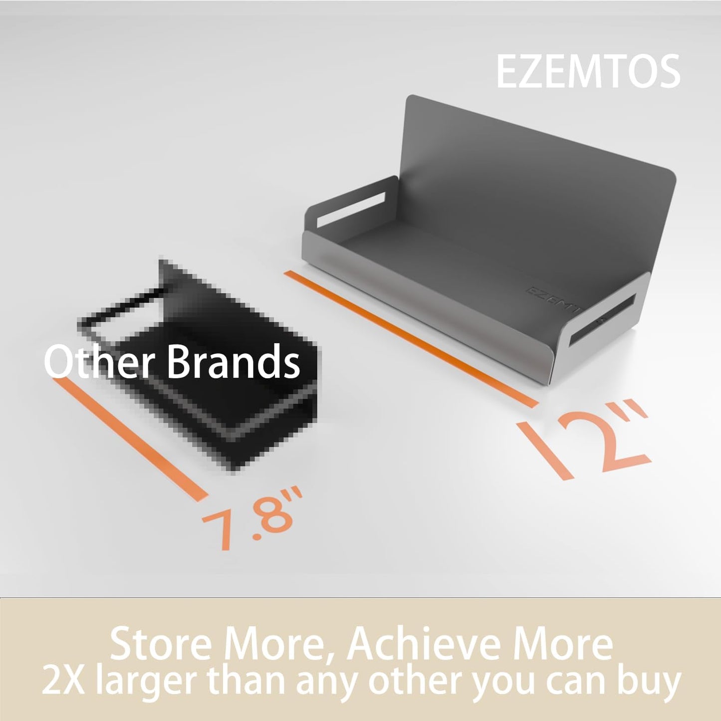 2-Pack Magnetic Spice Rack for Refrigerator and Microwave - Portable 6" Deep Magnetic Shelves for Classroom Kitchen Garage - Strong Magnetic Hold, Metallic Gray, Max 20LB Capacity