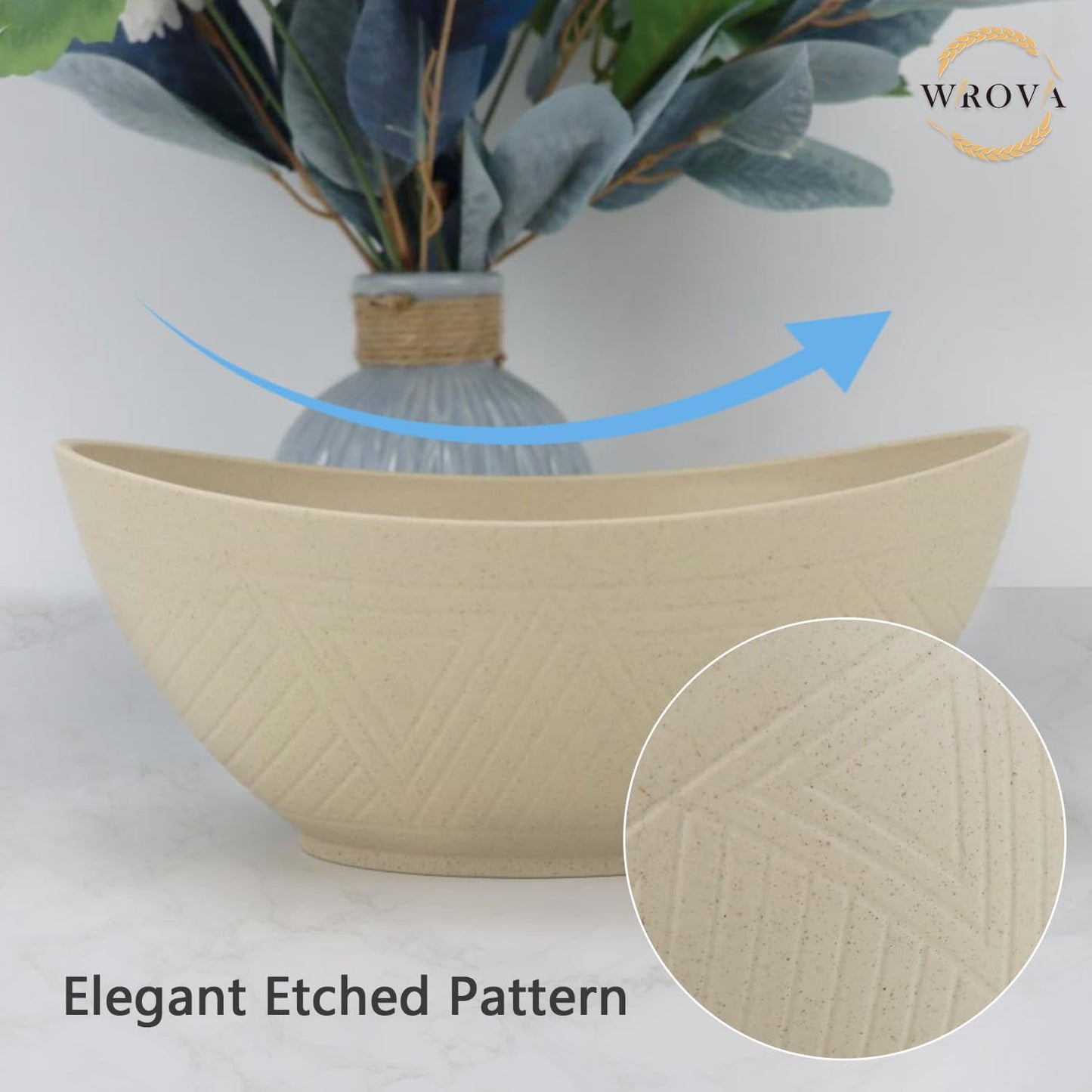 65oz Big Wheat Straw Bowls - Large Salad Bowls set of 6 - Unbreakable Serving Bowl Sets - Microwave & Dishwasher Safe Bowl Sets for Cereal,Salad,Fruit - Beige