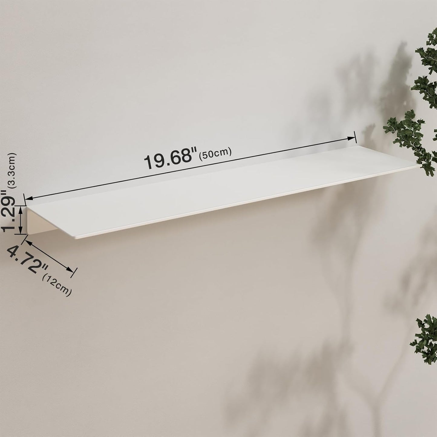 JOOM White Floating Shelves for Wall Storage, Metal Wall Shelves for Living Room, Bathroom, Kitchen, 20” Long Display Shelves for Collectibles(2 PCS)