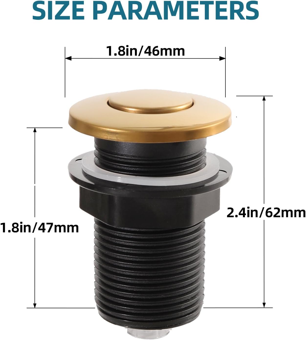 RQYEKDO Garbage Disposal 32mm/1.26 inch Air Switch Kitchen Sink Top Long Stainless Steel Polished Nickel Long for Food and Waste Disposal On/Off Air Button Parts…