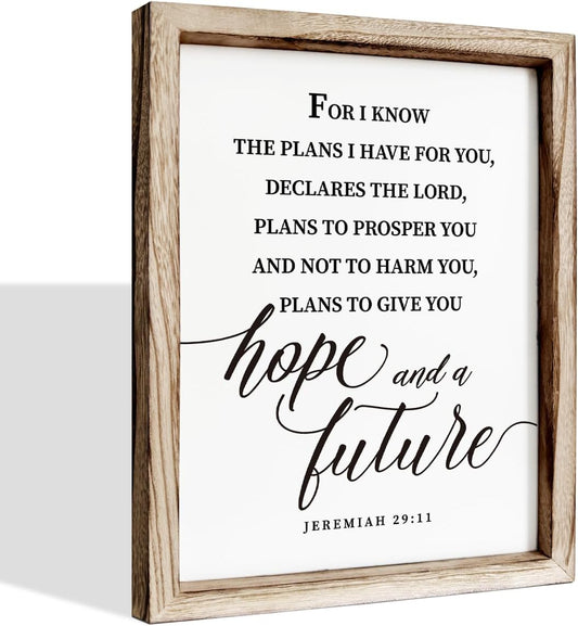 Christian Wall Decor, Religious Artwork for Home Decor, Bible Verse Signs, Inspirational Christian Gift, Framed Wall Plaque Sign 15 * 11.5 inches, I Know the Plans I Have for You Sign
