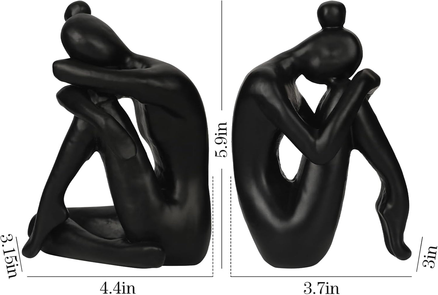 Unique Cast Iron Girl Thinker Bookends, Heavy-Duty Decorative Book Stoppers for Shelves, Creative Home and Office Desk Ornaments, 1 Pair/2 Pieces, 5.9"