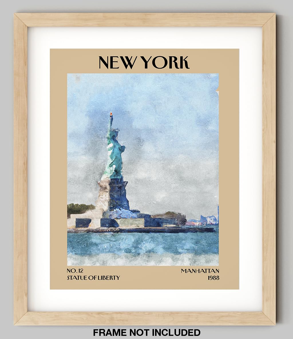 Retro Vintage New York Wall Art Print - 11x14 Unframed Poster - New York City Souvenirs, Cute Trendy Colorful Wall Decor (Statue of Liberty, 11x14")
