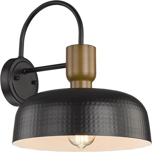 Outdoor Barn Light Gooseneck Barn Light, Farmhouse Exterior Wall Mount Light Vintage Wall Lighting Fixture Industrial Sconce Lantern for Porch, Entryway, Garage, Black, 1 Pack