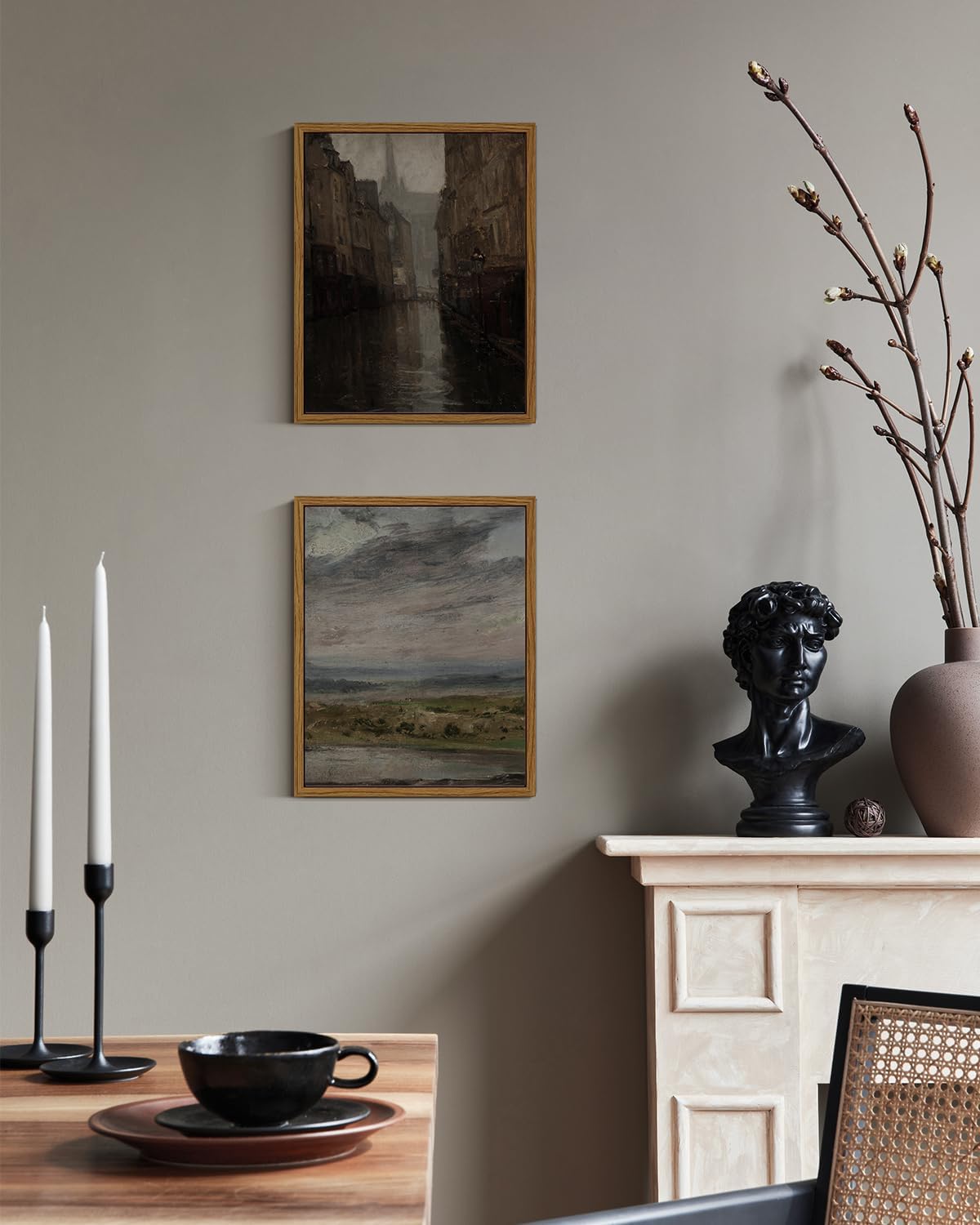 VIYYIEA Framed Canvas Wall Art Home Decor Classical Scenery Wall Pritns The Heath Grassland Oil Painting Farmhouse Wall Decor Vintage Landscape Aesthetic Countryside Decor for Living Room 8x10in