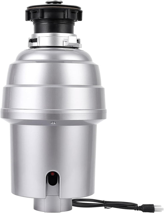 Powerful 3/4HP Stainless Steel Garbage Disposer, Dishwasher-Friendly and Continuous Feeding Waste Disposer, Grinding Material Four-Stage Grinding, Silver