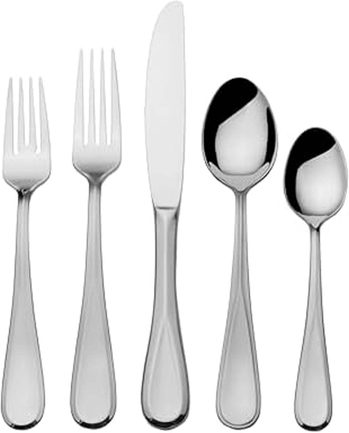 Mikasa Bravo Flatware Service for 8 with caddy, 18/10 Stainless Steel, Silverware Set with Serving Utensils and Expandable Caddy, 52 Piece