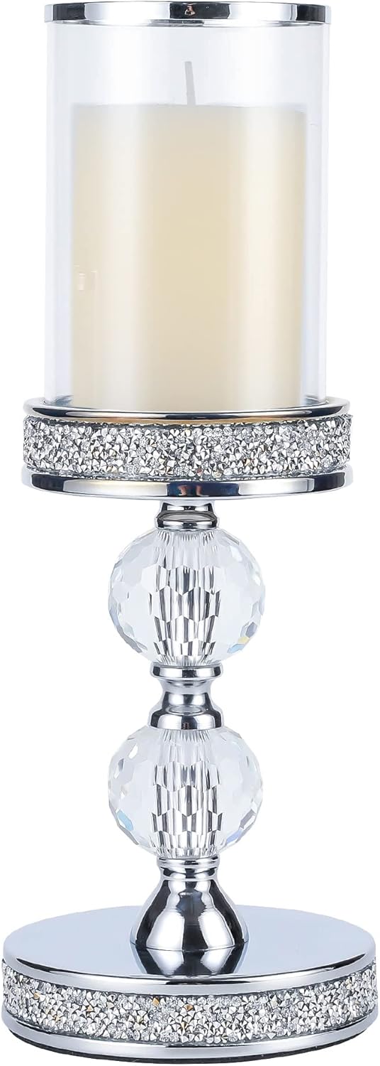 Candle Holders for Pillar Candle, Pillar Crystal Candle Holders, Candlesticks Holder for Wedding, Dining Coffee Table, Centerpieces, Home Decor CH00XM